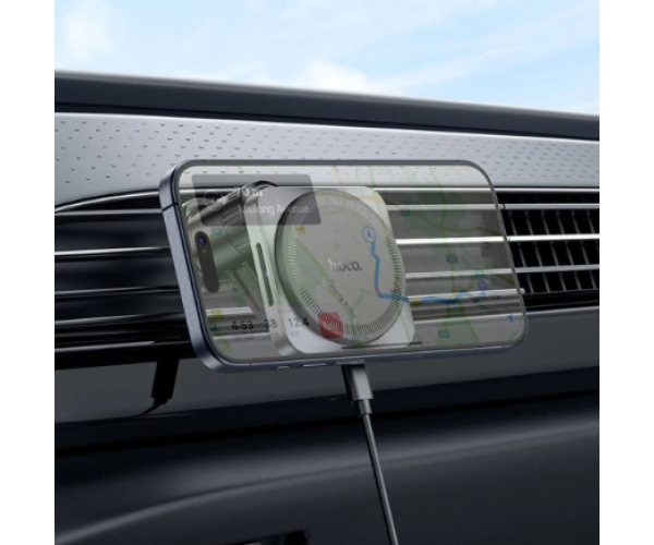 Держатель автомобильный магнитный Hoco HW15 Wireless с функцией беспроводной зарядки 15W 2A Black - фото 2
