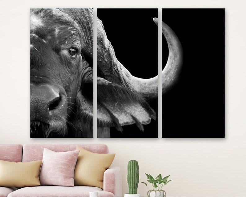 Модульная картина KIL Art Буйвол на холсте из трех частей 156x100 см (M3_XL_227)