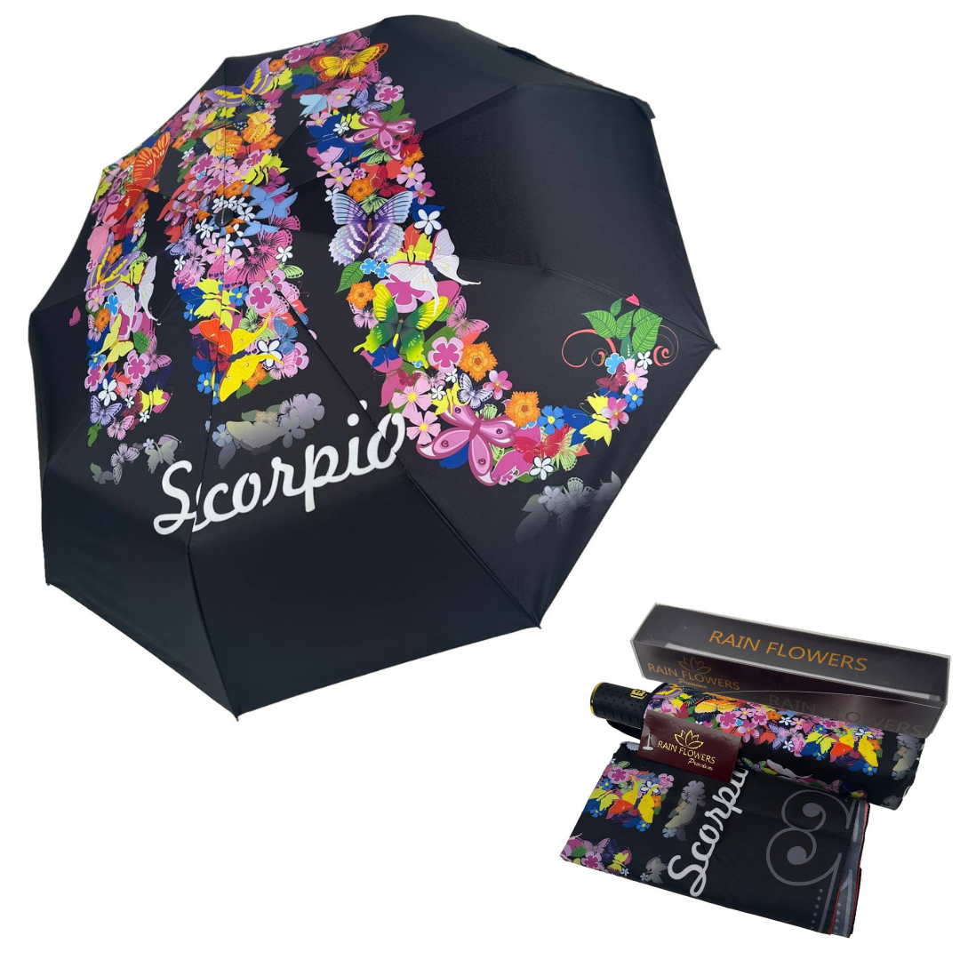 Зонт женский автомат Rain Зодиак Flower Скорпион Scorpio в подарочной упаковке с платком (01040-6) - фото 2