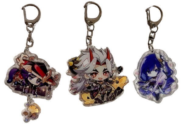 Набор брелок Аратаки Итто Райден Скарамучча из Геншин Импакт 3 шт. (231)