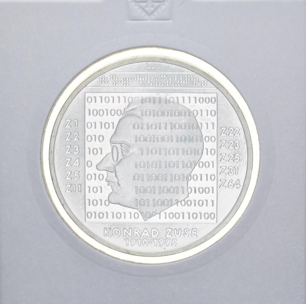 Коллекционная монета Германия 10 евро 2010 Конрад Зюс Серебро UNC (М10919)
