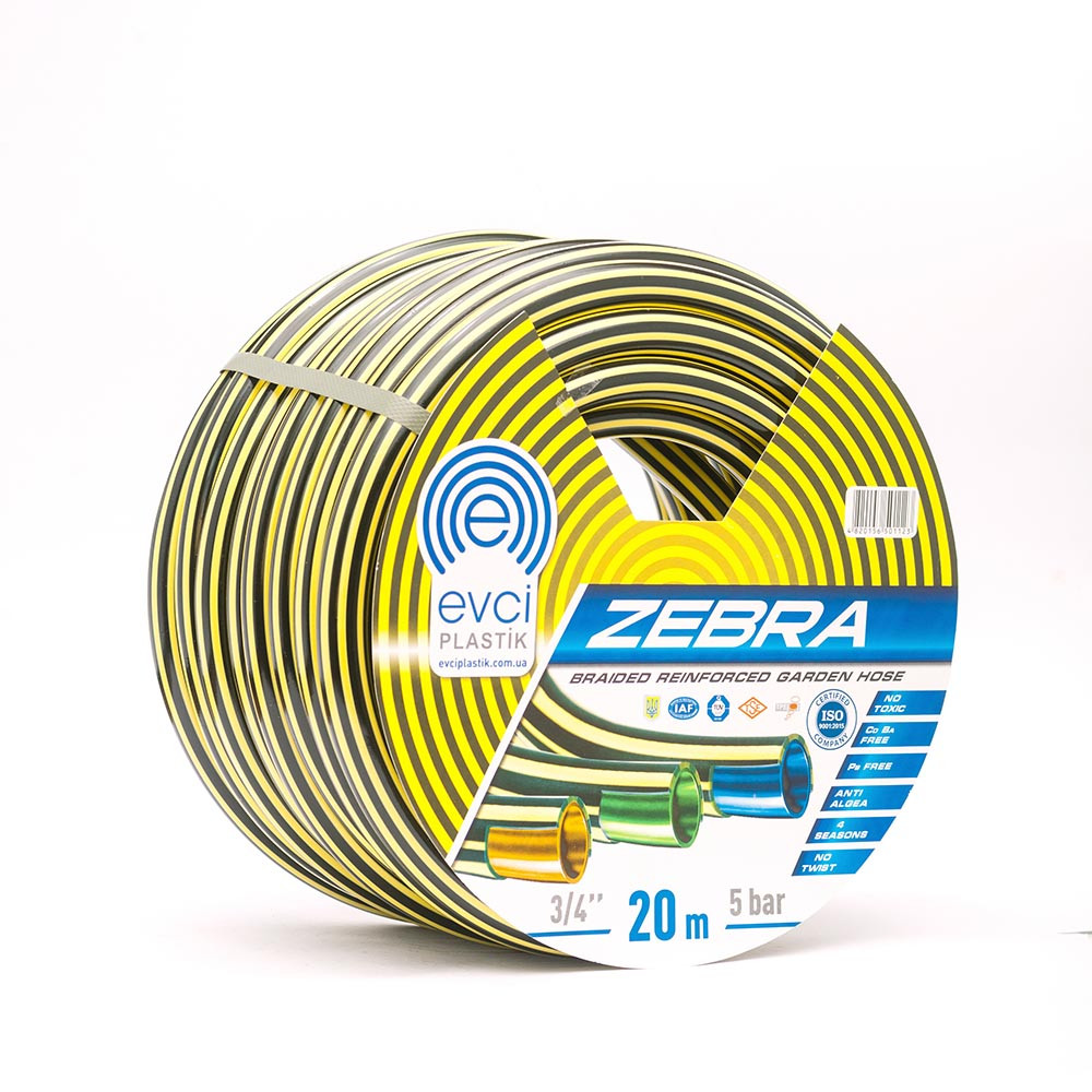 Шланг для поливу Evci Plastik Zebra ПВХ Ø 3/4" 2-шаровий армований бухта 30 м (SQ-1030909)