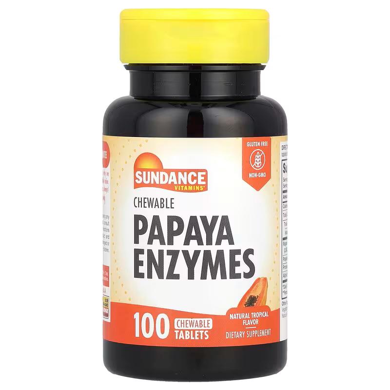 Экстракт папаи Sundance Vitamins Chewable Papaya Enzymes, Natural Tropical 100 Chewable таб.
