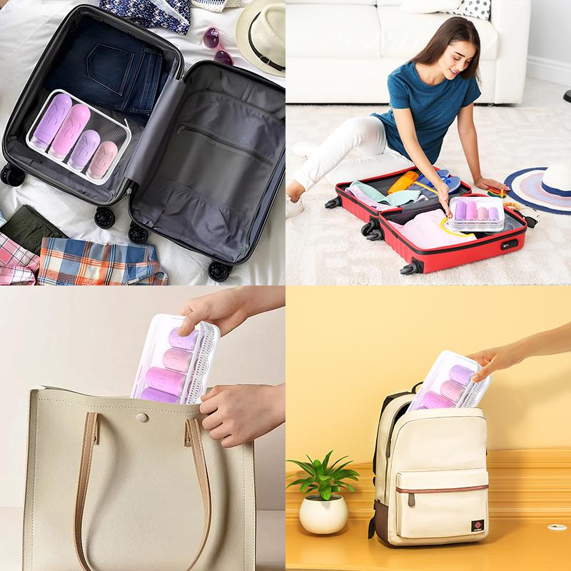 Набор дорожных баночек емкости для путешествий силиконовые 4 шт. 60 и 90 мл в косметичке Фиолетовый (113_4_0_1С) - фото 7 Набор дорожных баночек емкости для путешествий силиконовые 4 шт. 60 и 90 мл в косметичке Фиолетовый (113_4_0_1С) - фото 7