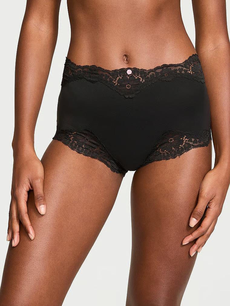 Трусики Victoria's Secret Dream Angels Lace-Trim Boyshort Panty L Черный (29610680)