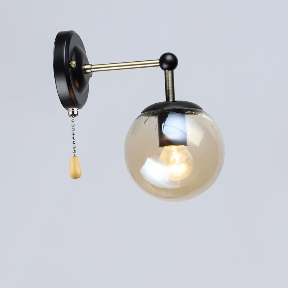 Бра настенное шар Lighthouse SRS-19772/1W AB/BK Черный/Янтарный
