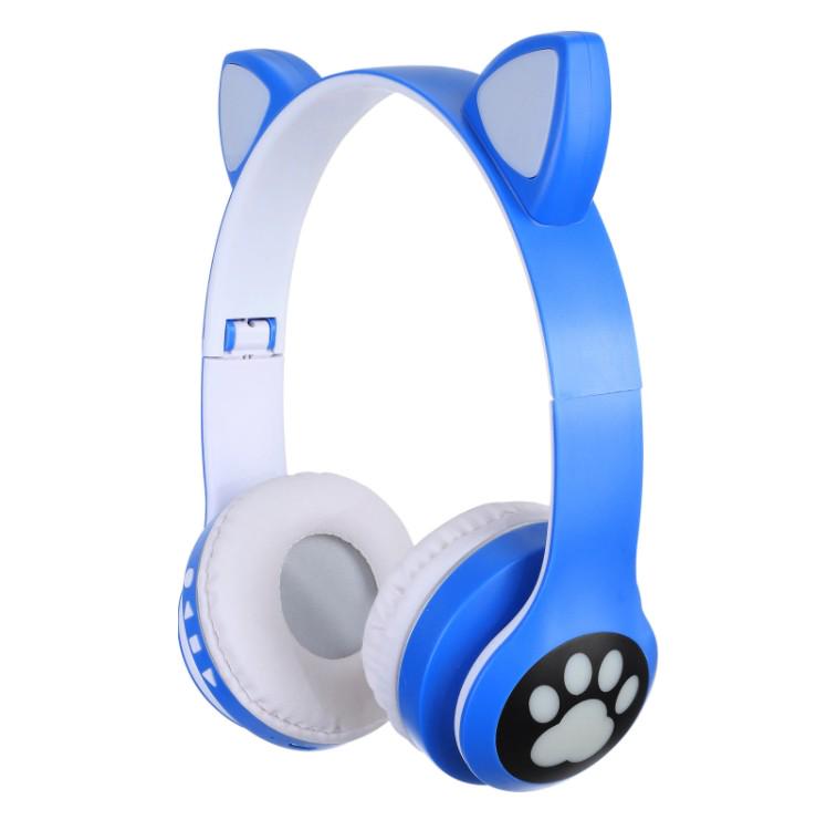 Беспроводные детские Bluetooth наушники с кошачьими ушками и RGB подсветкой Cat VZV-23M Blue (11240207)