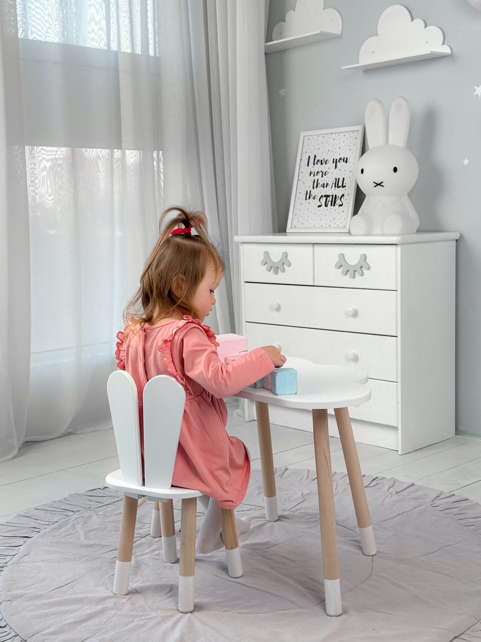 Комплект дитячих меблів Зайчик столик та стілець дерев'яний Білий (П4К-bg-217612) - фото 5 Комплект дитячих меблів Зайчик столик та стілець дерев'яний Білий (П4К-bg-217612) - фото 5