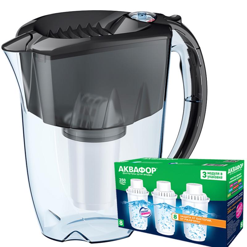 Фильтр-кувшин Аквафор Престиж три модуля B8 Черный (1860118660)