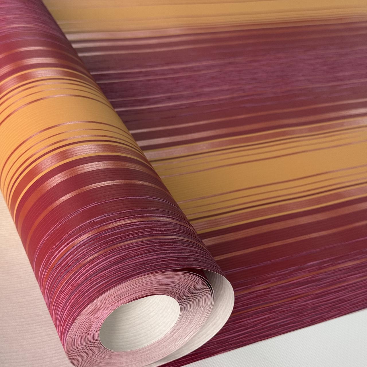 Обои виниловые Marburg Homestory в полоску 0,53х10,05 м Красно-оранжево-розовый (54623)