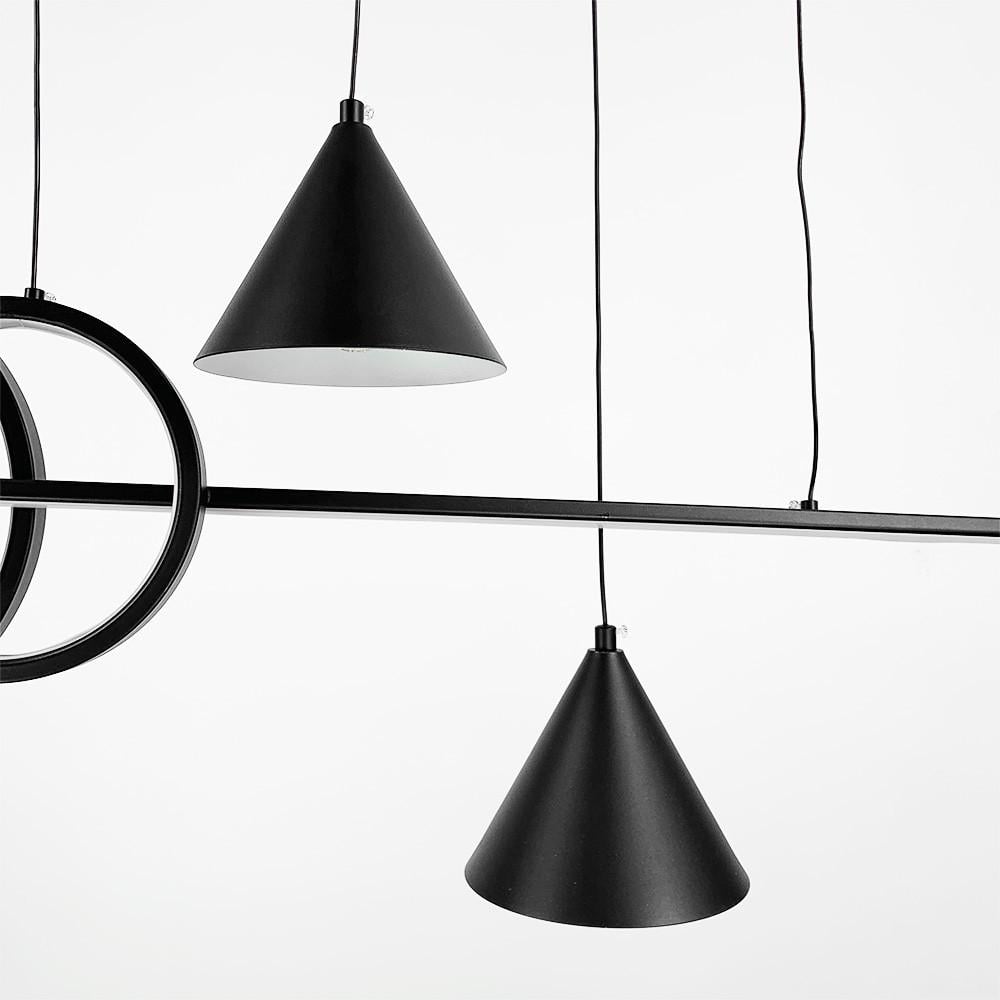 Люстра видовжена LED з 2 конусними плафонами 120 см Чорний (MJ 114 BK) - фото 4