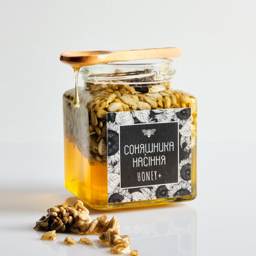 Мед натуральный с семечками подсолнечника 320 г Мед натуральный с семечками подсолнечника 320 г