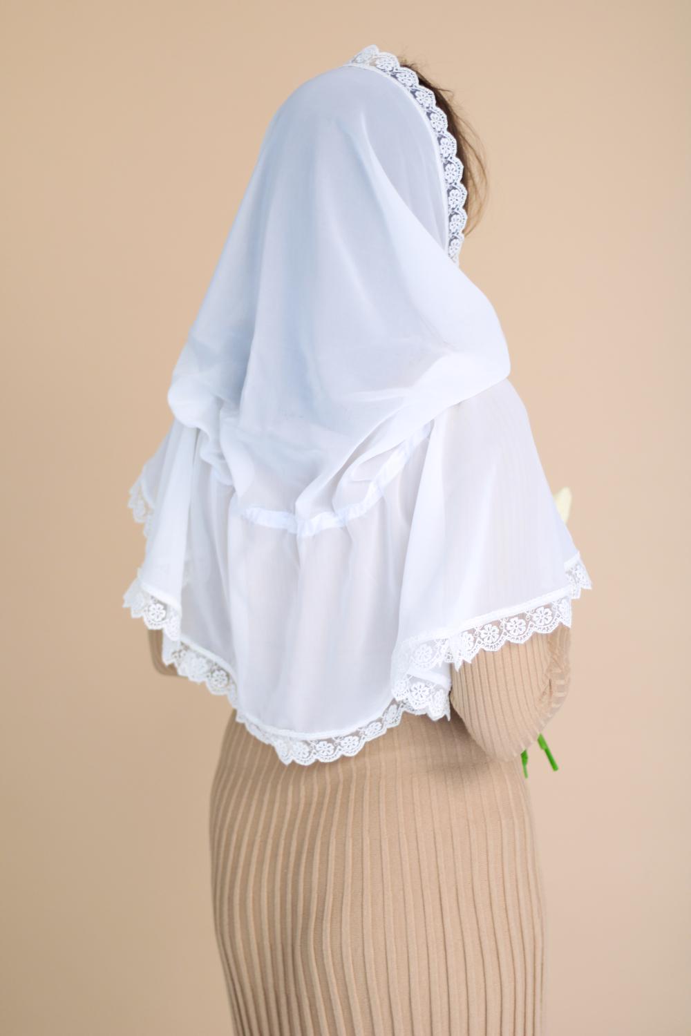 Палантин для храму на голову 80x120 с Ніжно-молочний (п010) - фото 4 Палантин для храму на голову 80x120 с Ніжно-молочний (п010) - фото 4