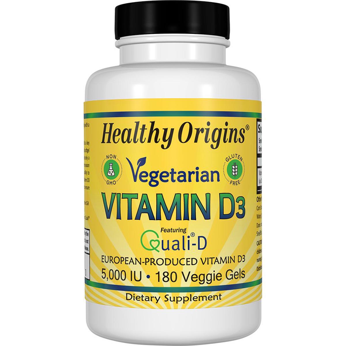 Витамин D3 для вегетарианцев Healthy Origins Vegetarian Vitamin D3 5000 IU 180 капсул (HO15383)