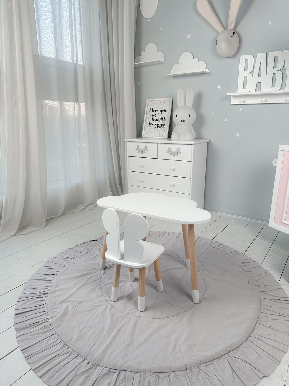 Комплект дитячих меблів Хмарка столик та стілець дерев'яний Білий (П4К-bg-992566) - фото 3 Комплект дитячих меблів Хмарка столик та стілець дерев'яний Білий (П4К-bg-992566) - фото 3