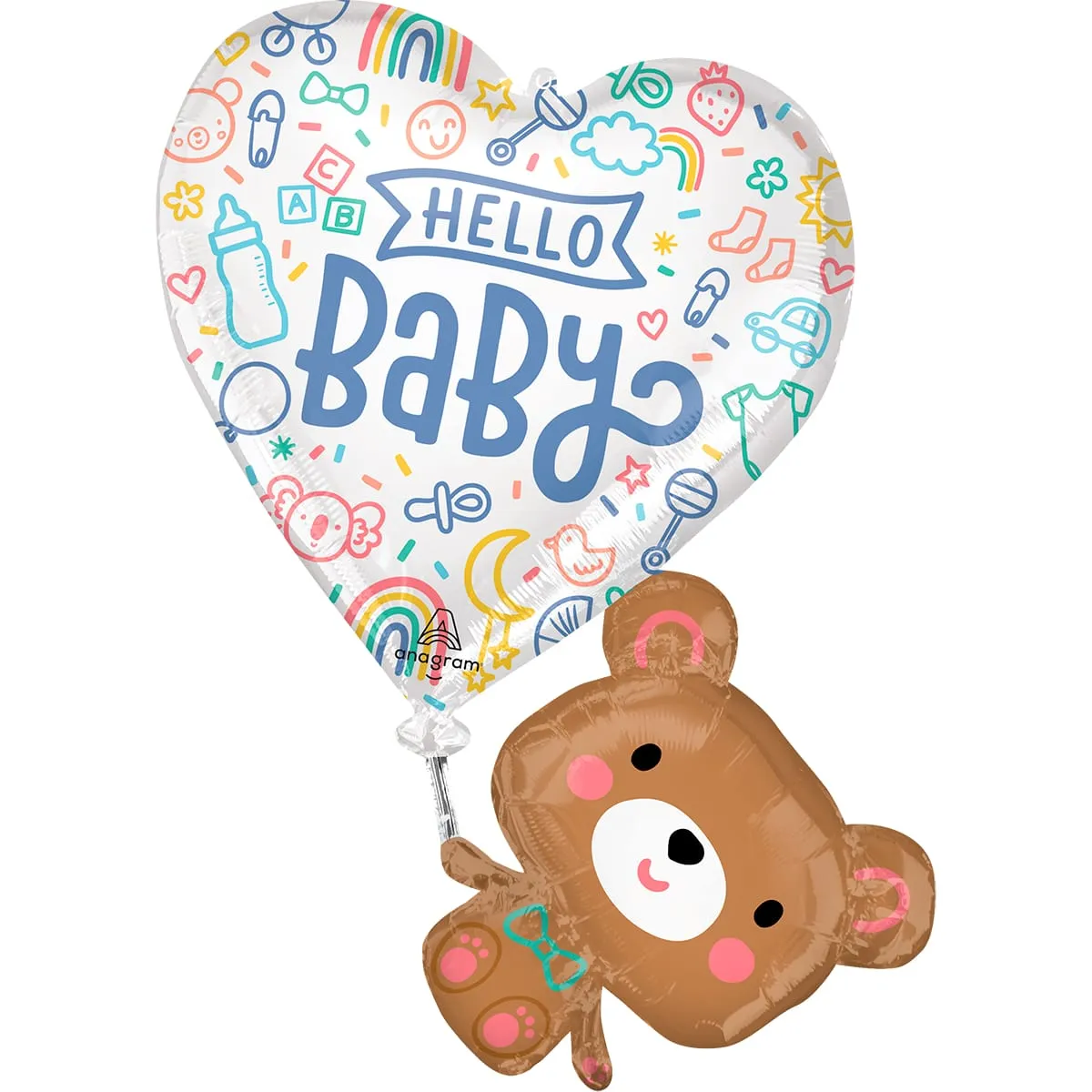 Шарик фольгированный Anagram Мишка с шариком Hello Baby 78 см (0026635464222)