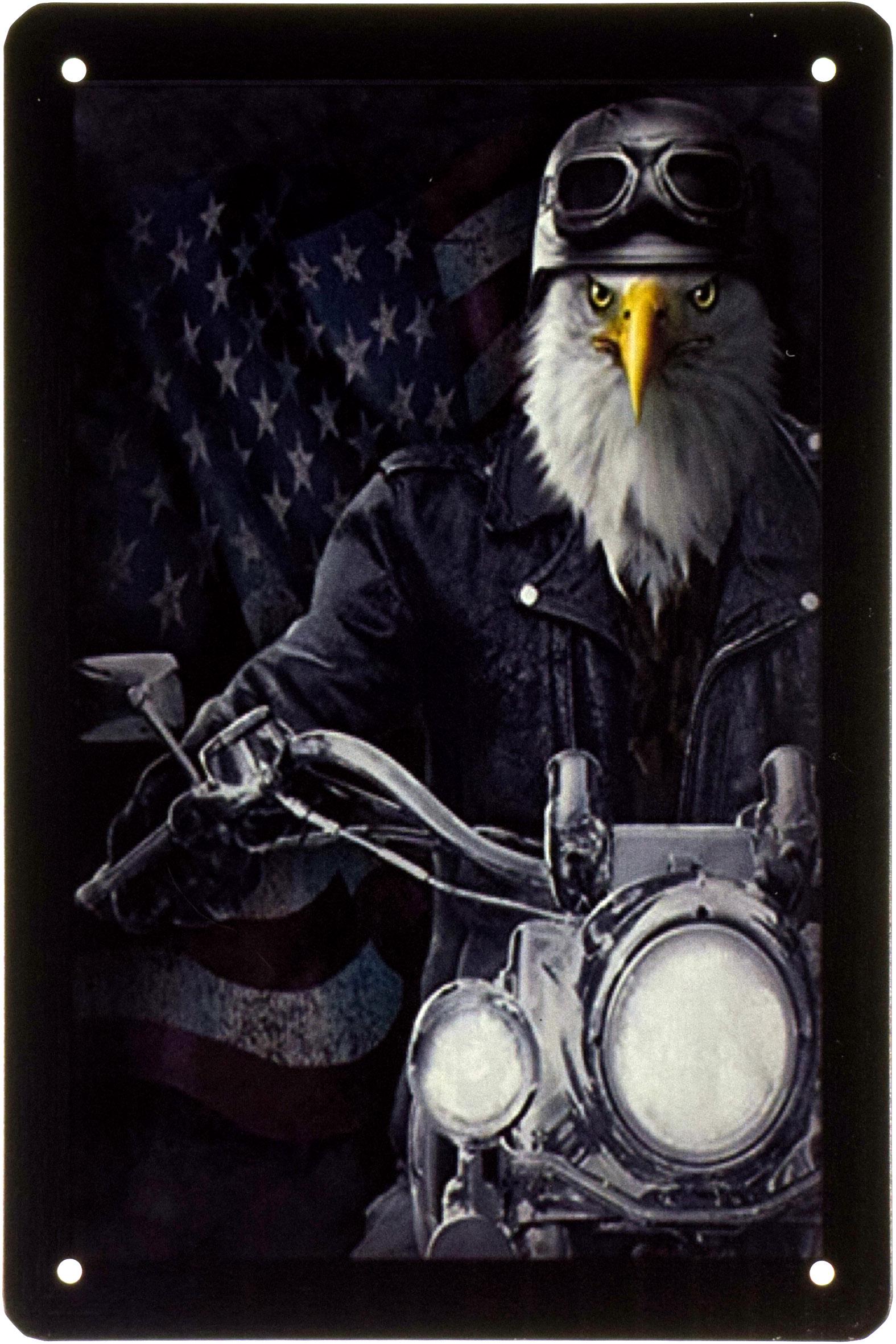 Металева табличка Орел На Мотоциклі/Eagle On Motorcycle 20x30 см