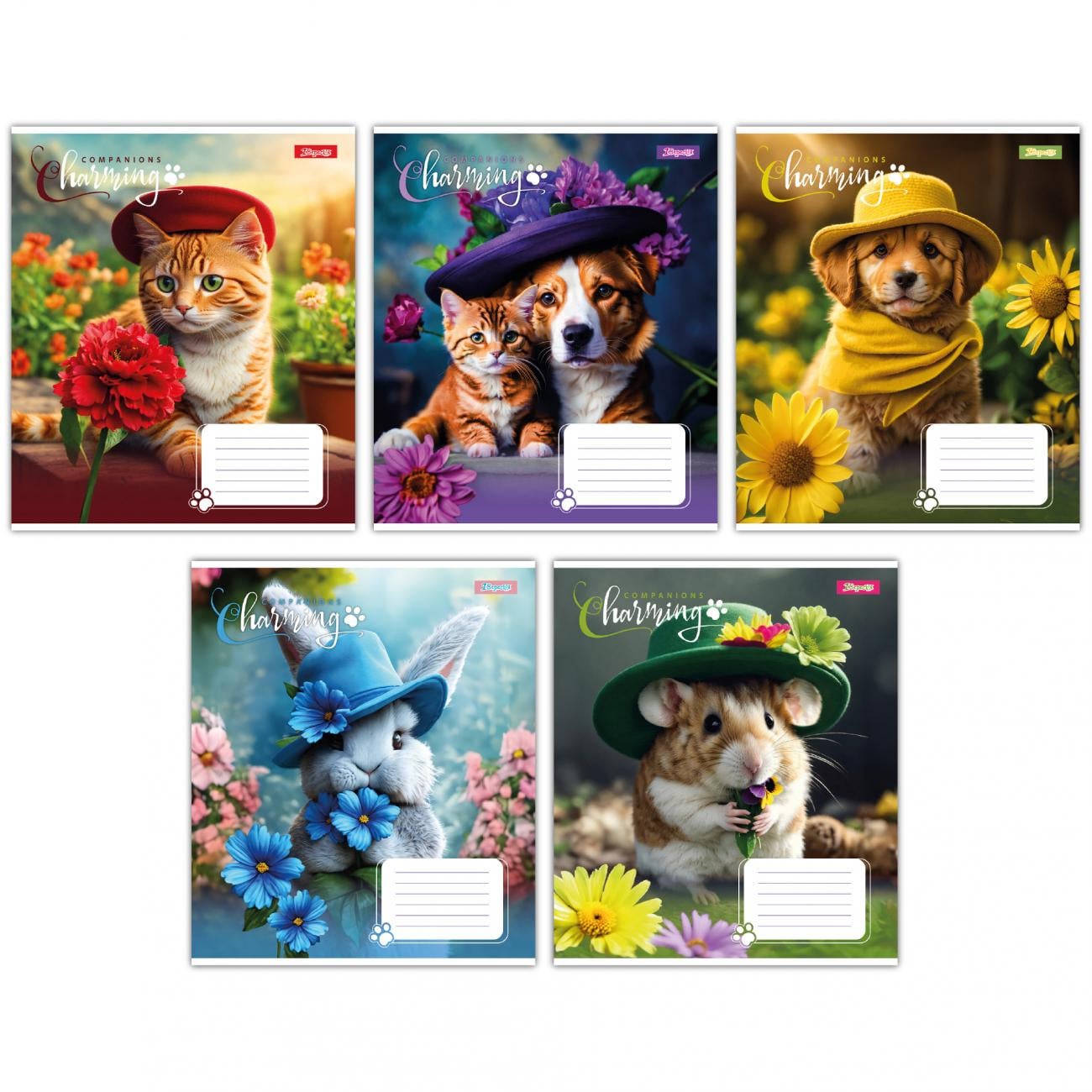 Зошити учнівські у лінійку 1 вересня Charming companions 12 арк. 25 шт. в уп. (MTT-182798)