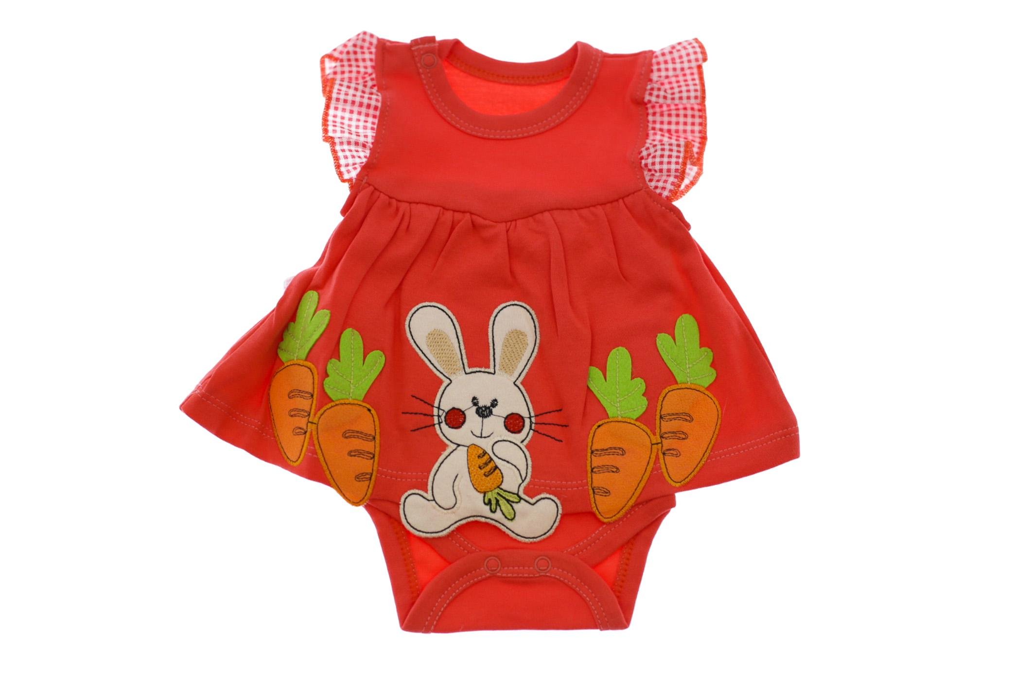 Боди-платье с коротким рукавом для девочки BABYKROHA Зайка интерлок 50 см Красный (32249)