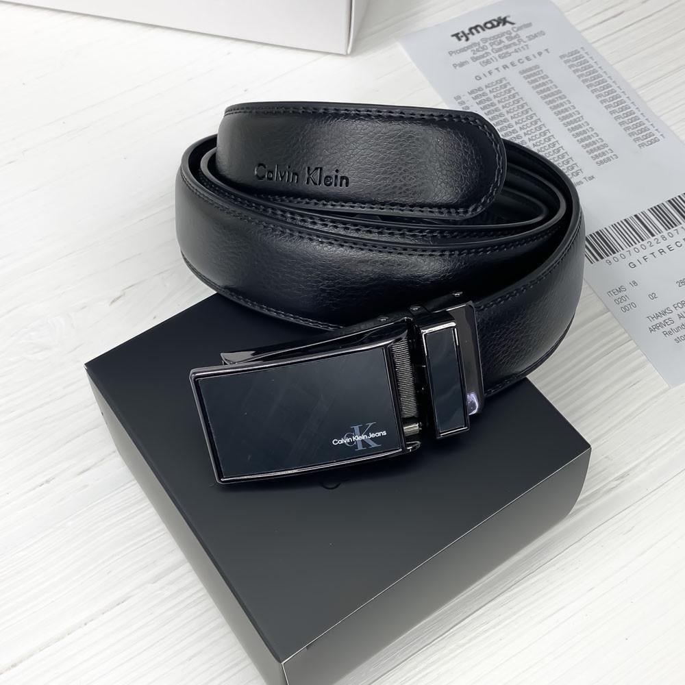 Ремень кожаный Calvin Klein с пряжкой автомат (Ск 496 PTR)