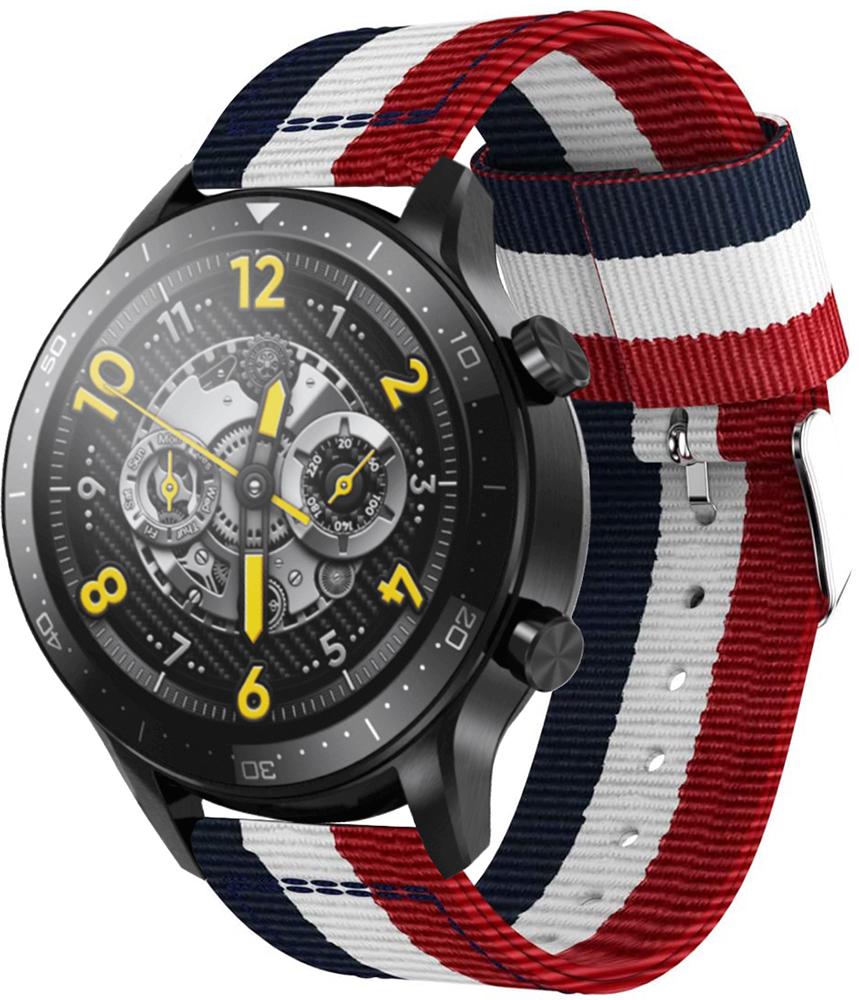 Ремінець тканинний Canvas для Realme Watch S Pro Red/White/Blue (22594)