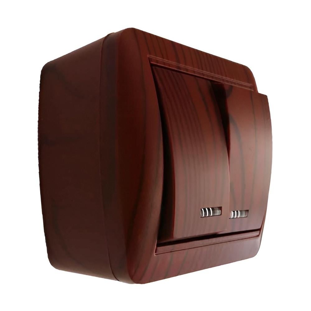 Выключатель накладной двухклавишный Lemanso Магнолия с подсветкой Вишня (LMR2210) Выключатель накладной двухклавишный Lemanso Магнолия с подсветкой Вишня (LMR2210)