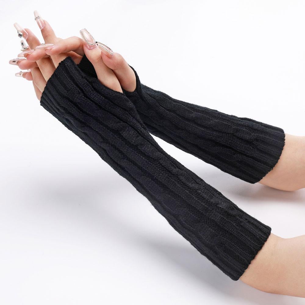 Мітенки в'язані без пальців One size Чорний (2574)