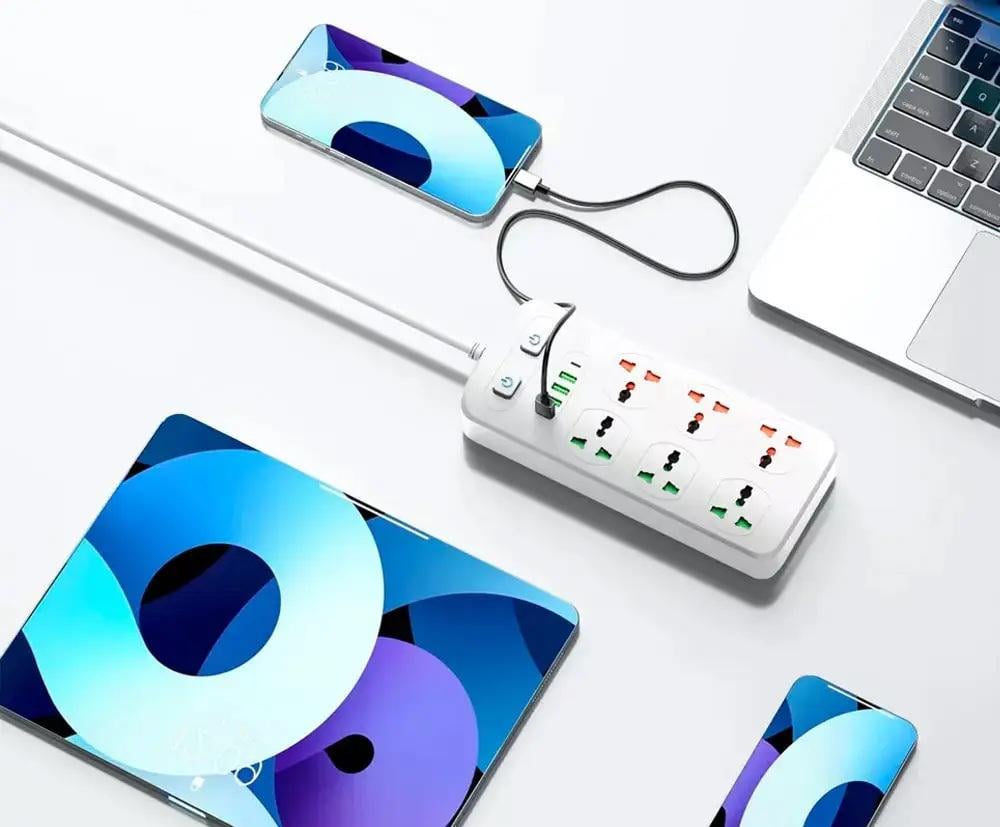 Продовжувач з USB AR CP05 6 розеток 2 м White (e00279ac) - фото 4 Продовжувач з USB AR CP05 6 розеток 2 м White (e00279ac) - фото 4