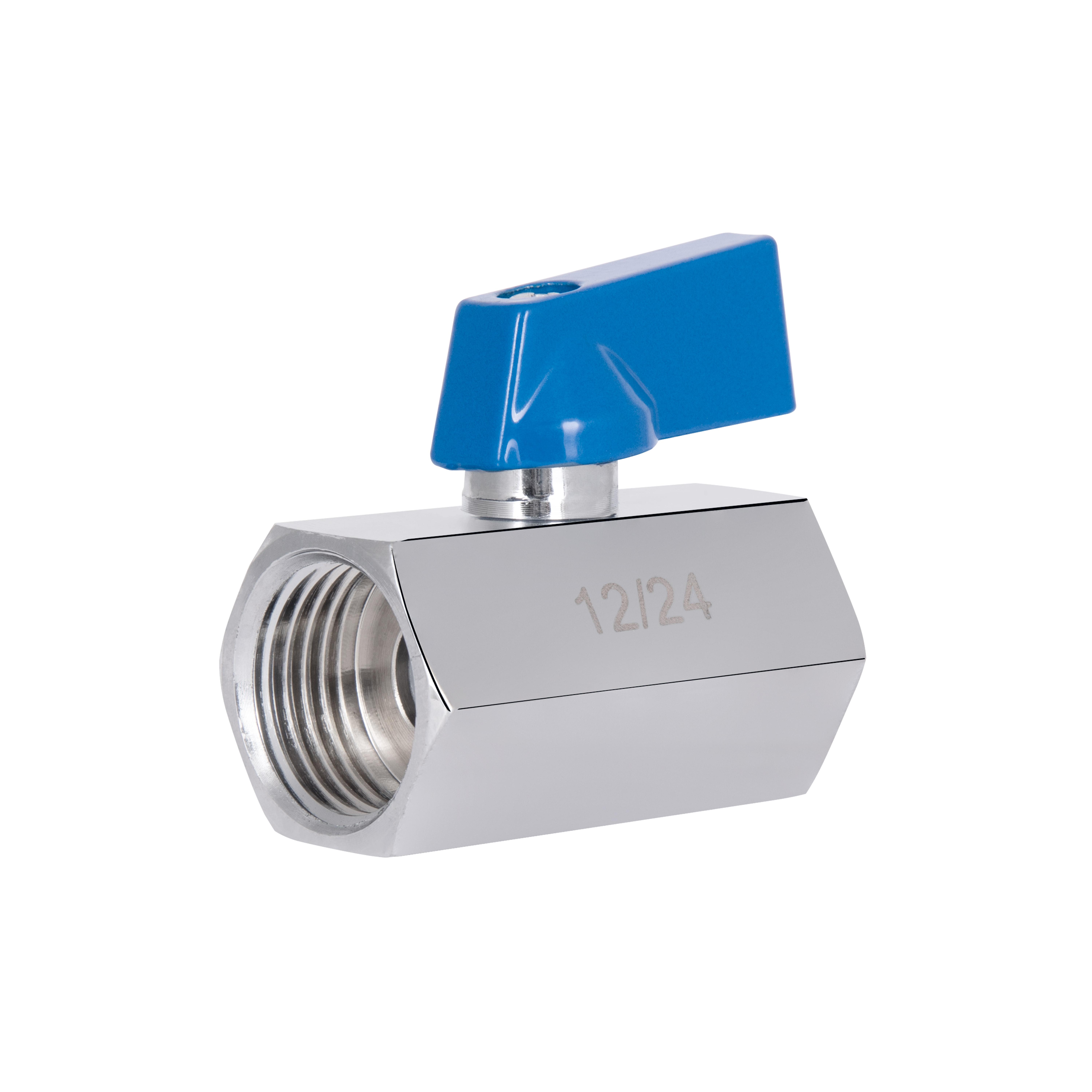 Кран шаровой мини Thermo Alliance Standart 1/2"ВВ латун прямой полубабочка Хром (SD187W15)