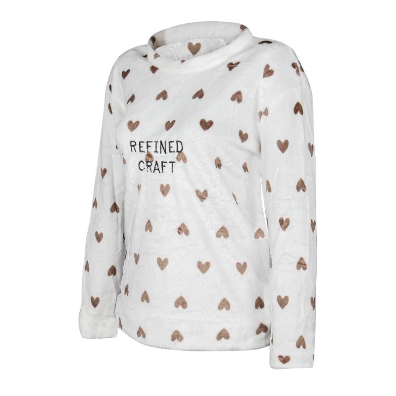 Женская теплая пижама Lesko Heart Brown XL флисовая домашний костюм - фото 3