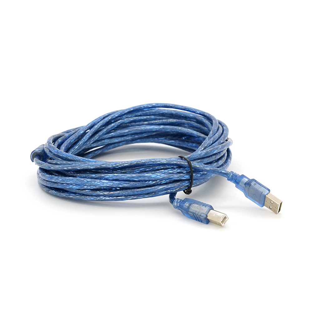 Кабель USB 2,0 Ritar AM/BM с ферритом 10 м Прозрачно-синий (YUT_V10806)