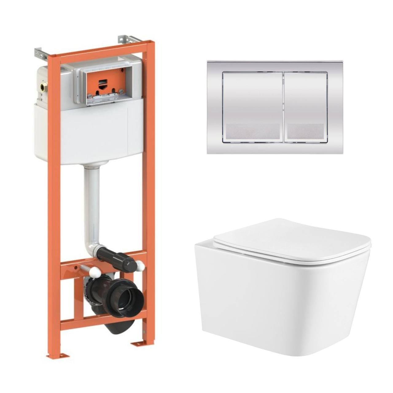 Інсталяція Qtap підвісний унітаз Crow Ultra Quiet/комплект інсталяції Nest 4в1 квадратна клавіша (2611546631)