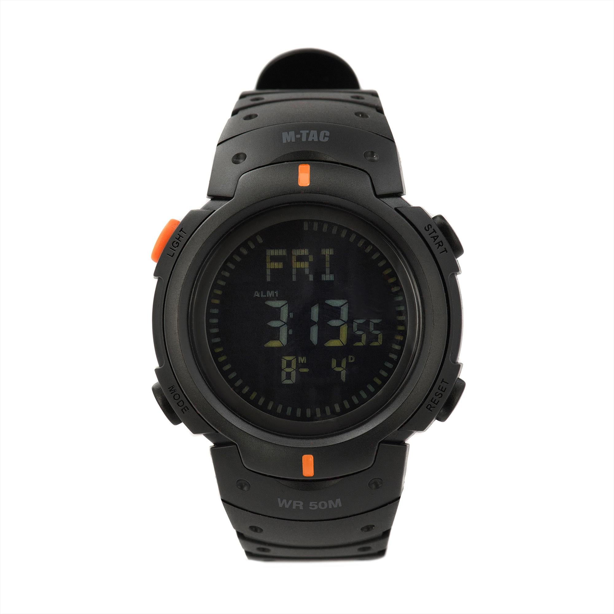 Наручний годинник тактичний M-Tac з компасом Black
