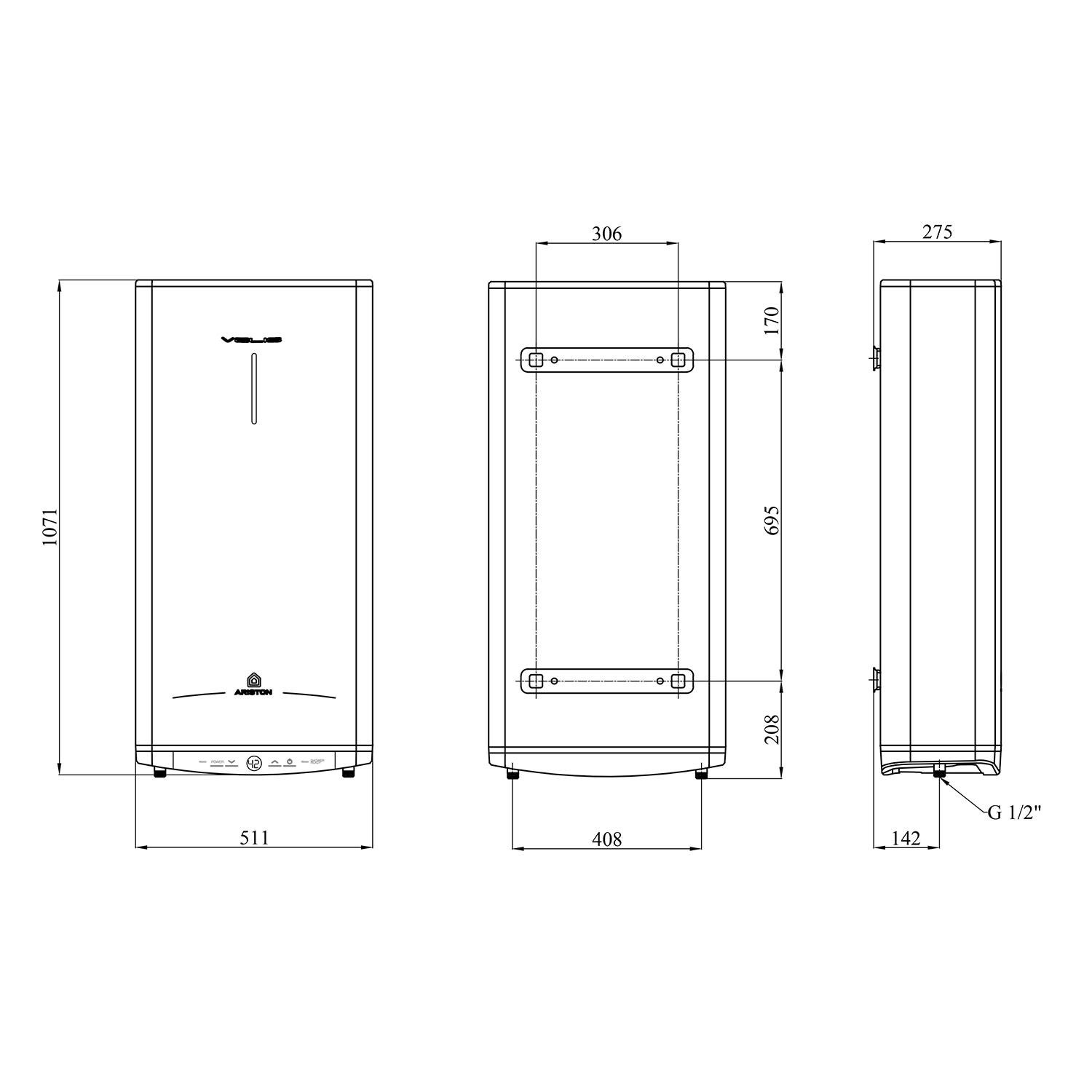 Бойлер Ariston Velis Tech 3100918 CV034397 80 л 3 кВт мокрий тен (234985) - фото 8
