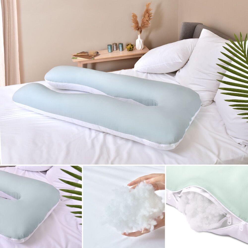 Подушка длинная IDEIA П-образная с наволочкой на молнии 140х75х20 см Мятый/Белый (23295267) - фото 8