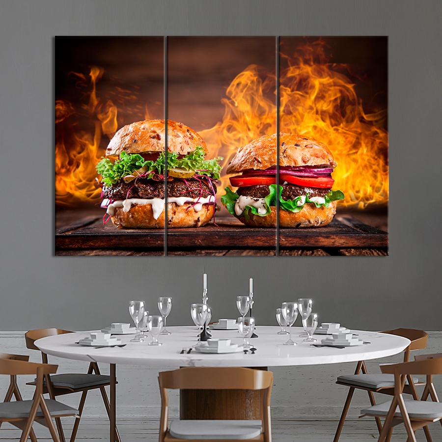 Настенний декор Два огненных бургера 128x81 см (A305-3)