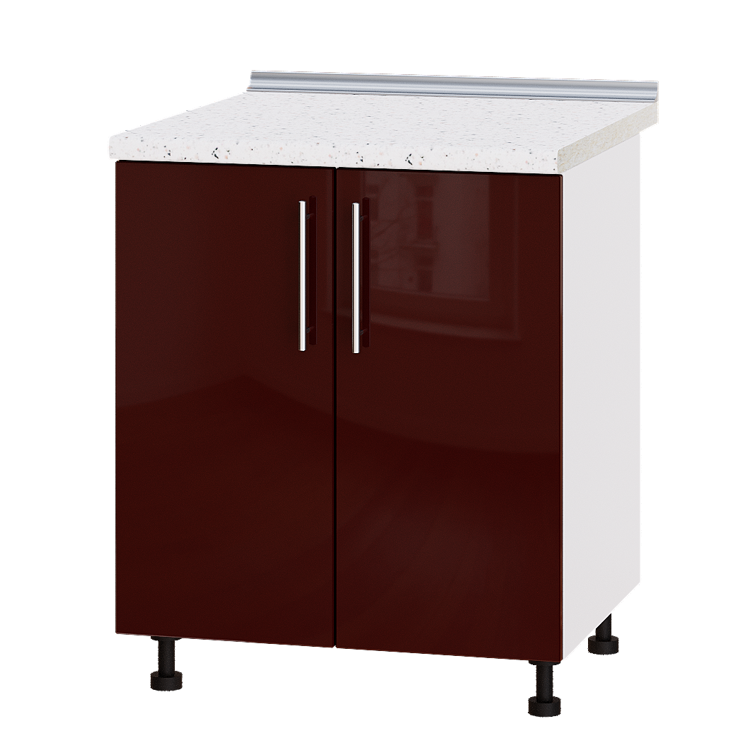Шкаф нижний Эверест Модерн модуль под мойку Н84-700 70х47х85 см Бордо глянец/Белый (03232)