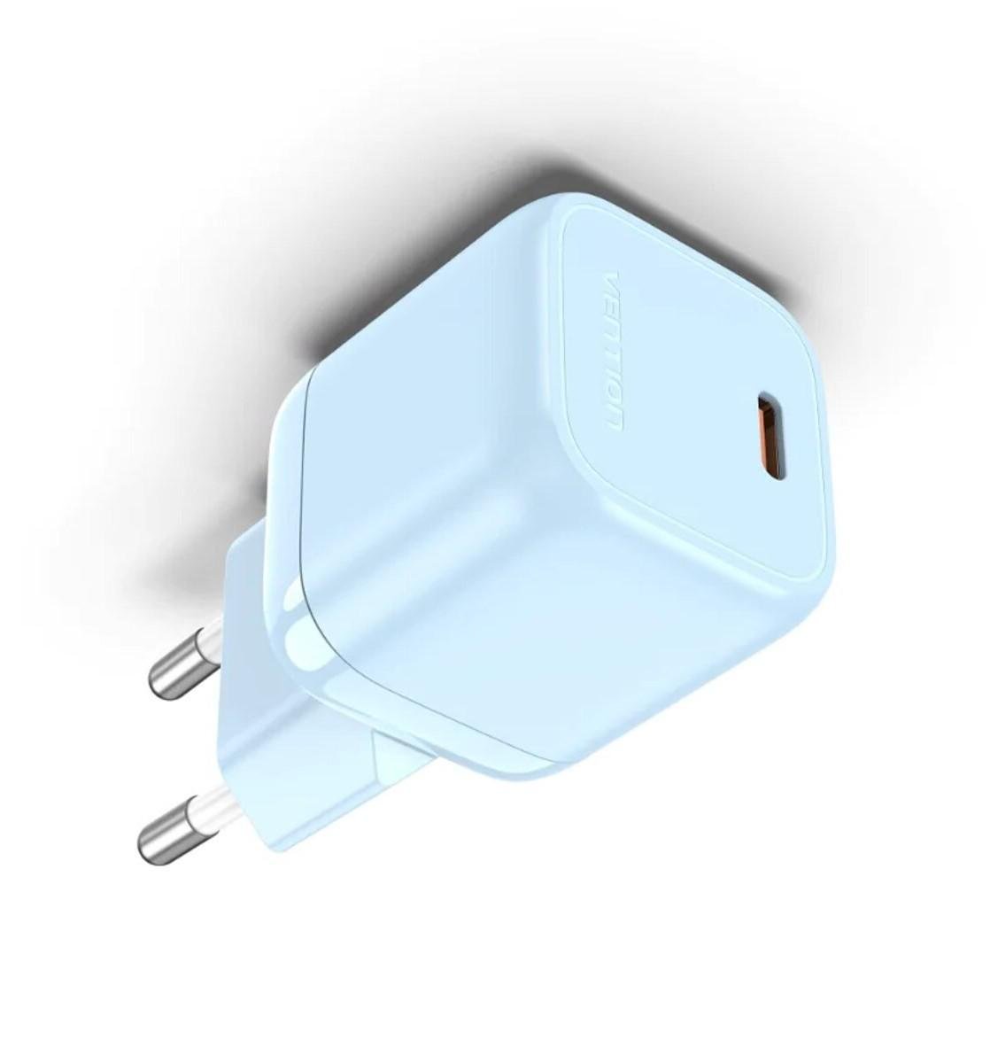 Зарядное устройство сетевое Vention 1-port USB-C GaN Charger 30 W EU-Plug Blue (588715) - фото 2