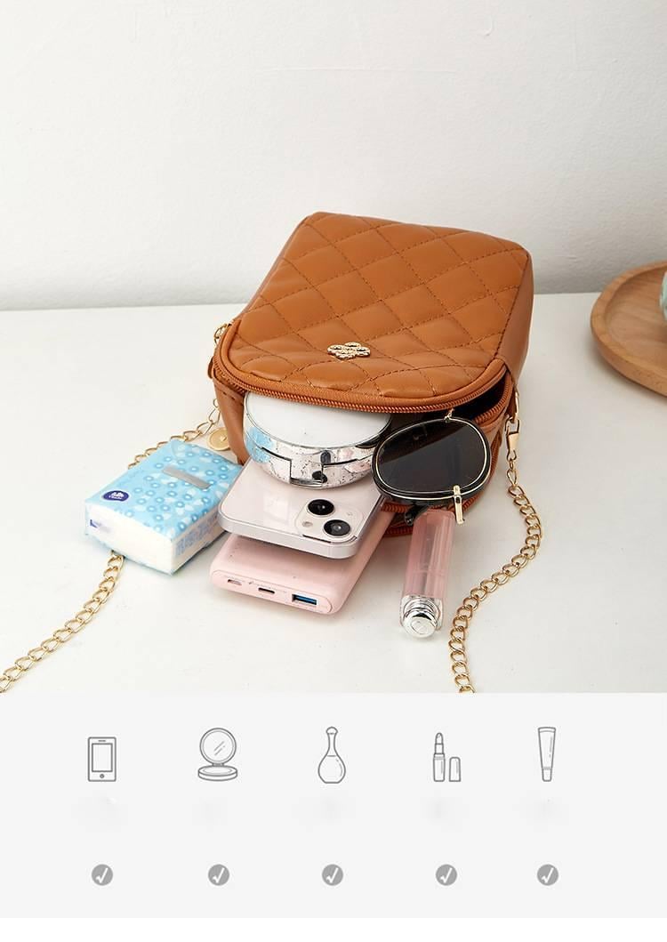 Сумка жіноча для телефону з плечовим ремінцем Коричневий - фото 8 Сумка жіноча для телефону з плечовим ремінцем Коричневий - фото 8