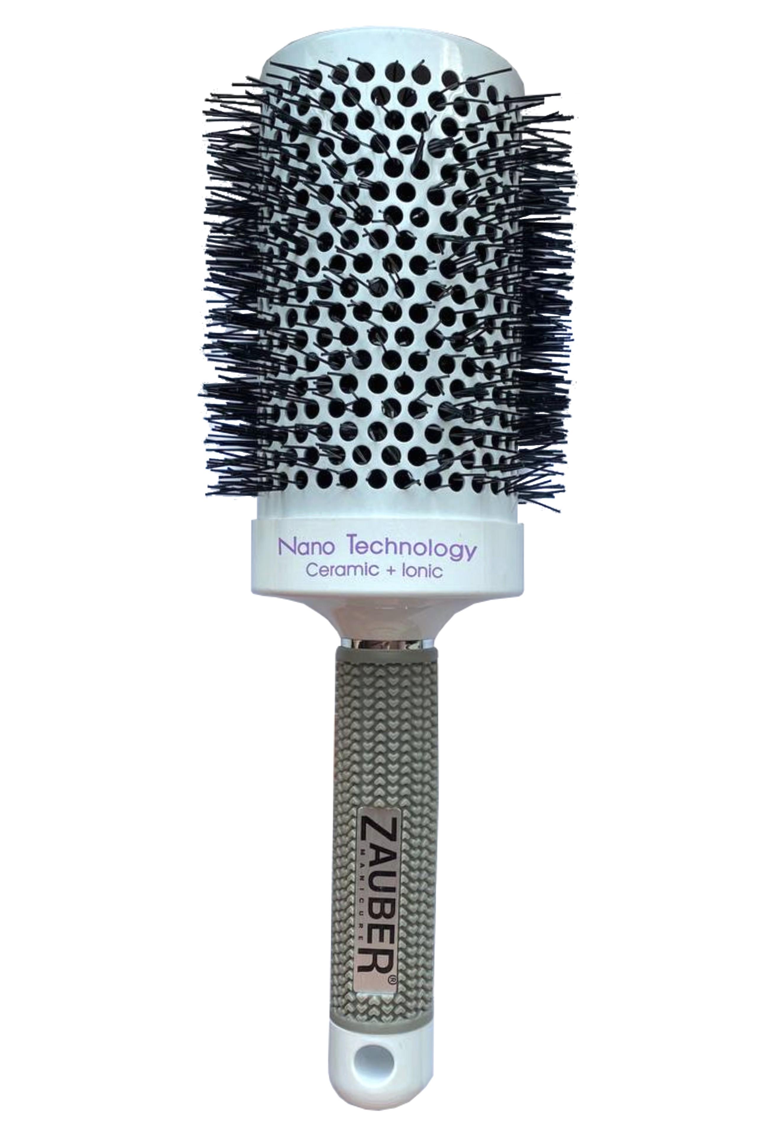 Браш для волосся продувний Zauber-manicure термостійкий нейлон 63 мм Біло-сірий (06-055)