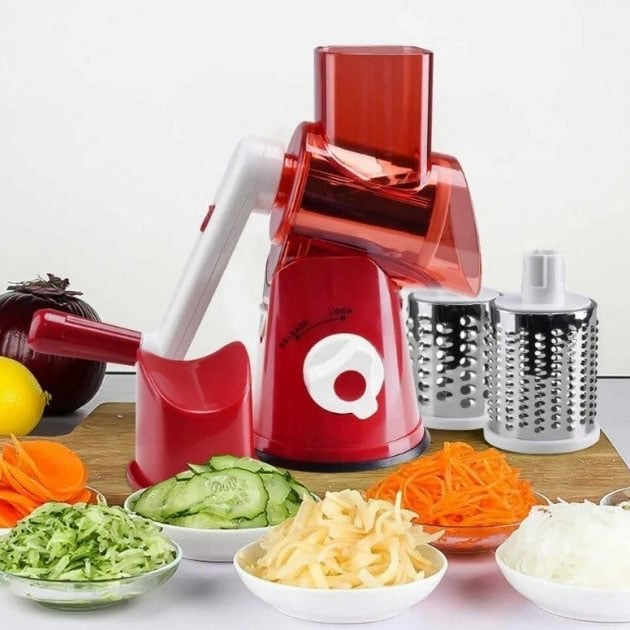 Овочерізка Tabletop Drum Grater Kitchen Master 3 насадки Red (tf5726) - фото 12 Овочерізка Tabletop Drum Grater Kitchen Master 3 насадки Red (tf5726) - фото 12