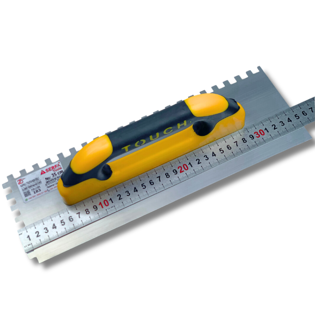 Гладилка штукатурная зубчатая Closed Touch Handle 35 см зуб 8 мм Желтый (183) - фото 2