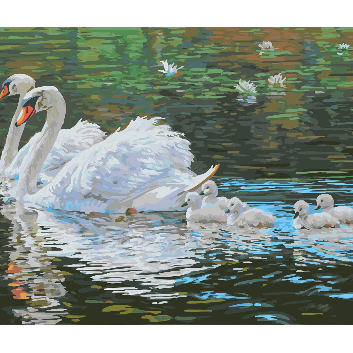 Картина по номерам Strateg Премиум Лебединая семья 40x50 см (SY6630)