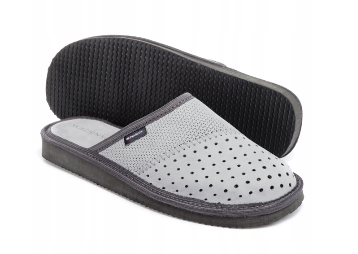 Домашние тапочки мужские PanSzew натуральная кожа р. 44 Серый