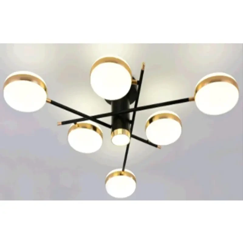 Люстра потолочная светодиодная хрустальная SY-2216065/6+1 BK+GD 118W 18 м2 Черный/Золотой (2477356334)