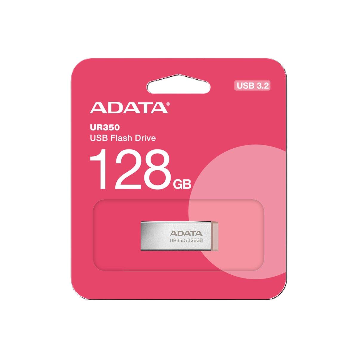 Флеш-память USB ADATA USB 3.2 UR 350 128 Gb Silver/Beige (604305)