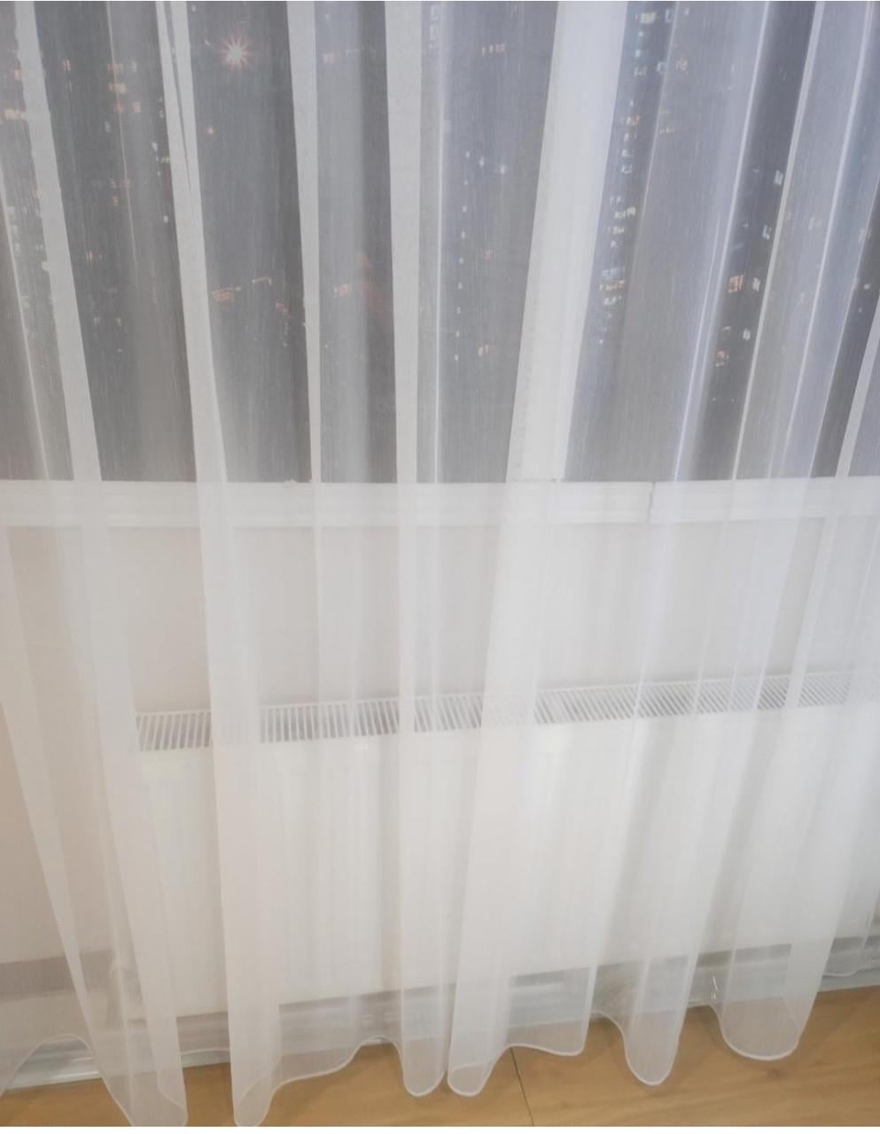 Тюль бамбук однотонный на тесьме с утяжелителем 100х290 см Белый (бамбук 290б)