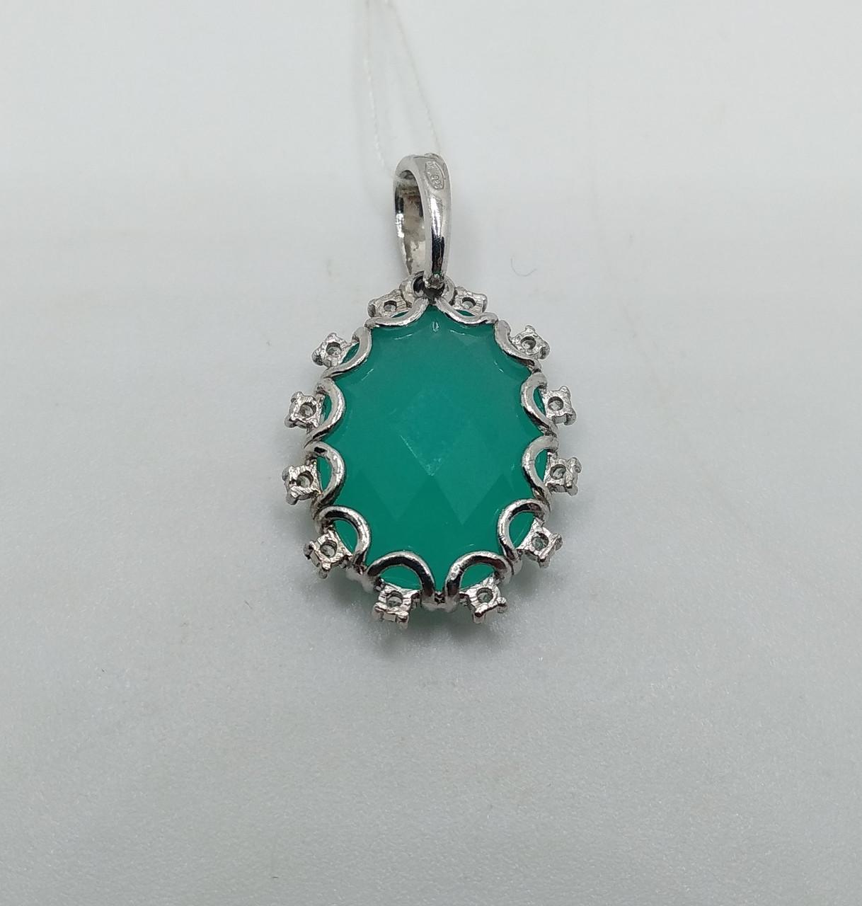 Подвеска серебро имитация голубой агат родий 925° 2,74 г (3692509458)