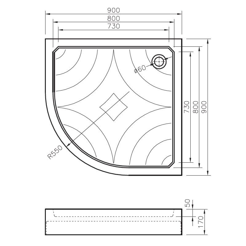 Душевой поддон акриловый Koller Pool Grace GRACE90R 90x90x17 см (84210) - фото 2