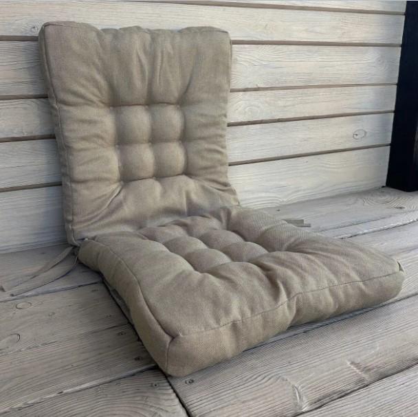 Подушка для стульев/кресел Decorator Мальмо двойная на завязках 50х120х8 см Тауп (84-127)